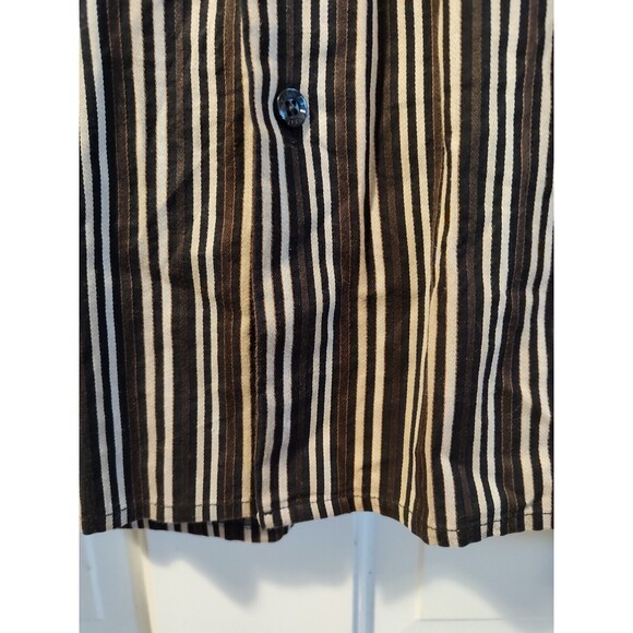 PERRY ELLIS Men's Black Brown Striped Long Sleeves Button-Down Shirt Size Large - Picture 12 of 16